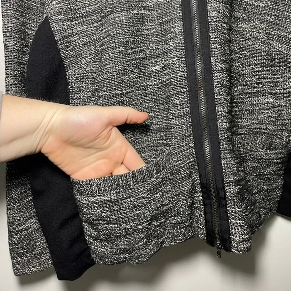 Eileen Fisher Women’s Black Grey Tweed Boxy Full zip Blazer Cardigan in 1X - Picture 5 of 9